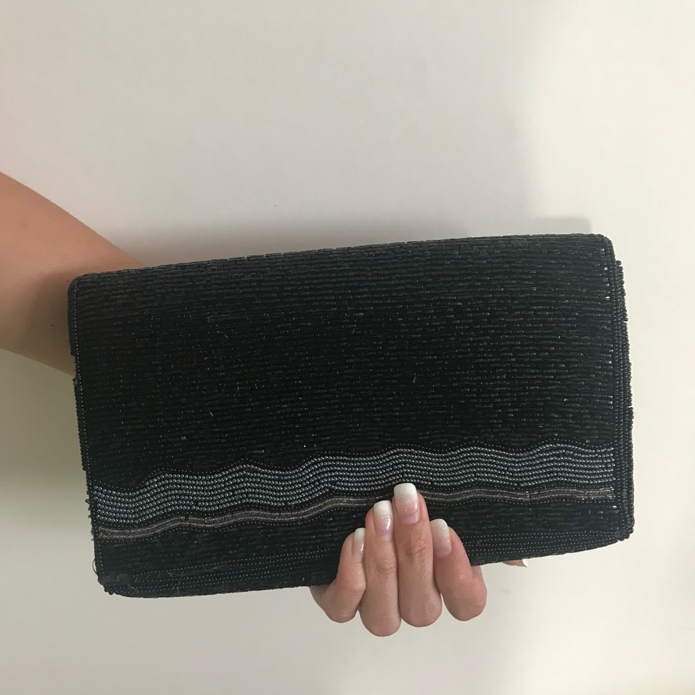 Black beaded clutch